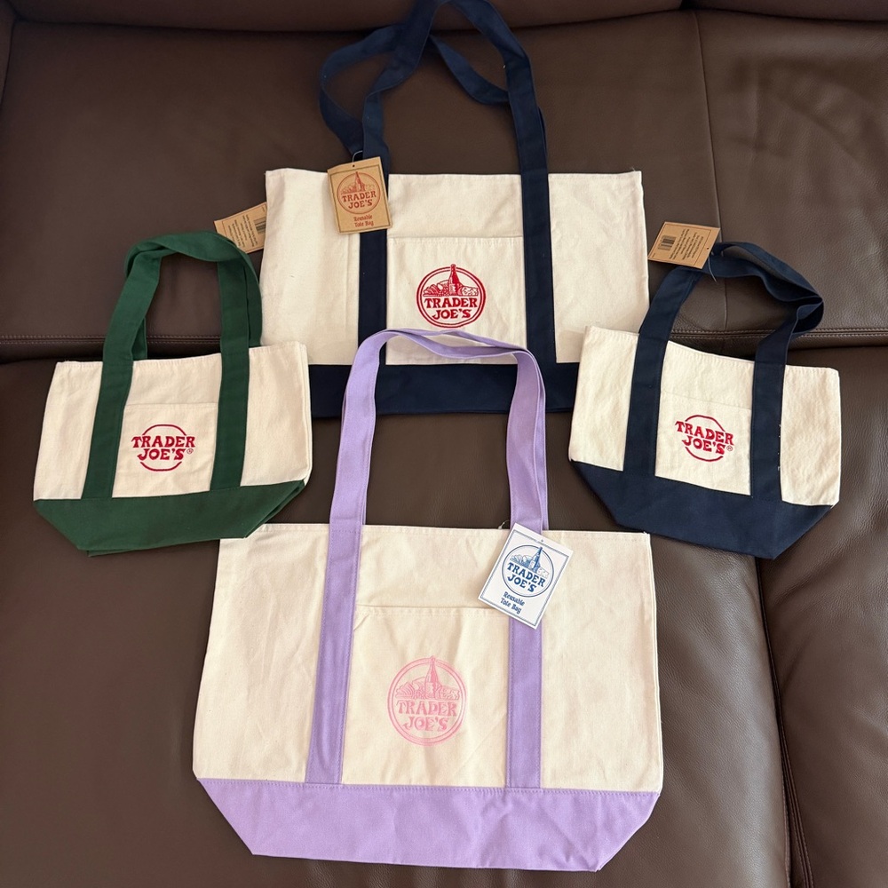 Lavender|Navy|Green Canvas Trader Joe’s Tote Bags (large + mini)